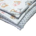 Kocyk 135 x 100 cm + podusia - Syrenki białe / Minky szary