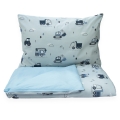 Pościel 100 x 160 cm  - Koparki szare / niebieski
