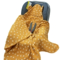 Kocyk do fotelika Muślinowy z uszkami Premium bez wypełnienia - Kotki musztardowe