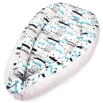 Kokon niemowlęcy - Autka białe / szary