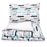 Pościel 135 x 100  - Autka białe / szare