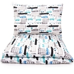 Pościel 135 x 100 - Autka białe