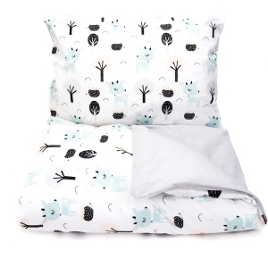 Pościel 120 x 90  - Jelonki białe / jasny szary