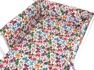 Pościel 120 x 90 + ochraniacz - Motyli białe