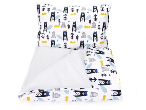 Pościel 120 x 90  - Bóbr niebieskie / szary