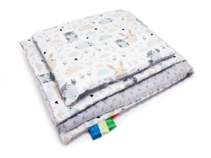 Kocyk 75 x 100 cm + podusia - Polana / Minky jasny szary