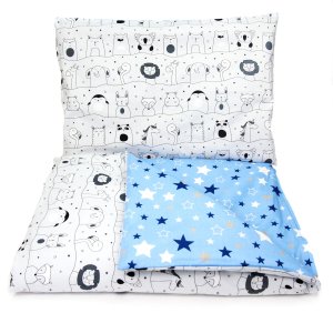Pościel 135 x 100  - Zwierzęta w teatrze szare / Blue stars