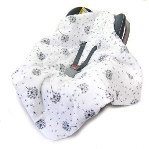 Kocyk do fotelika Muślinowy - Dmuchawce białe