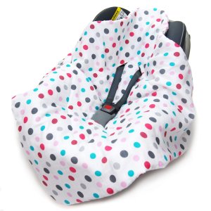 Kocyk do fotelika Muślinowy - Grochy