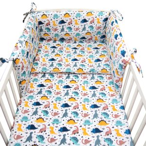 Pościel 120 x 90 + ochraniacz - Jurassic park biały