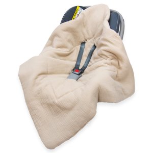 Kocyk do fotelika Muślinowy Premium - Sand