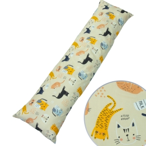 Poszewka na poduszkę wielofunkcyjną 145 x 40 cm - Kotki z mlekiem beżowe