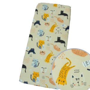 Prześcieradło 76 x 43 cm bawełniane - Kotki z mlekiem beżowe