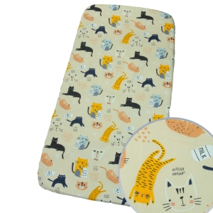 Prześcieradło 160 x 80 - Kotki z mlekiem beżowe