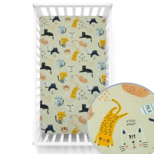 Prześcieradło 110 x 58 cm - Kotki z mlekiem beżowe