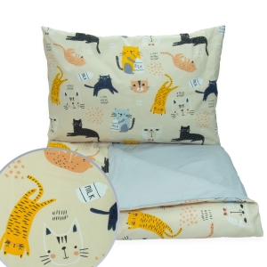 Pościel 120 x 160  - Kotki z mlekiem beżowe / szary