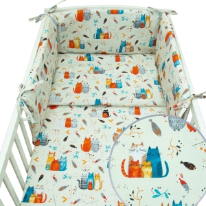 Pościel 120 x 90 + ochraniacz - Kotki kolorowe