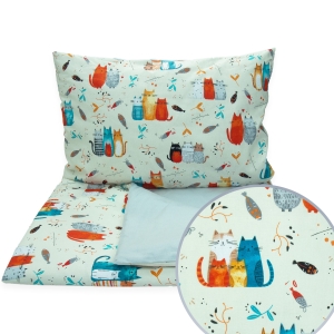 Pościel 100 x 160 cm  - Kotki kolorowe / szary