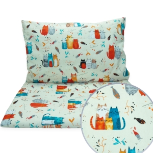 Pościel 100 x 160 cm  - Kotki kolorowe