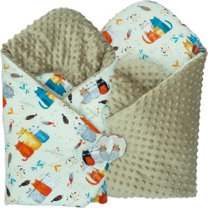 Rożek Minky - Kotki kolorowe / Minky kawowy