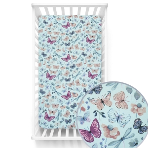 Prześcieradło 110 x 58 cm - Motylki i ważki