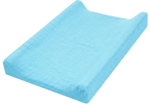 Prześcieradło na przewijak 70x50 muślin premium - Baby blue