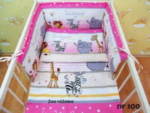Pościel 135 x 100 + ochraniacz - Zoo różowe