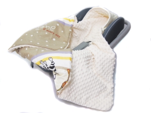Kocyk do fotelika - Zoo szare / Minky kremowy