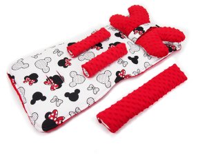 Wkladka komplet do wózka + pałąk - Miki czerwone / Minky czerwony