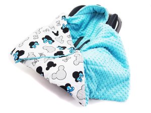 Kocyk do fotelika - Miki niebieskie / Minky turkus