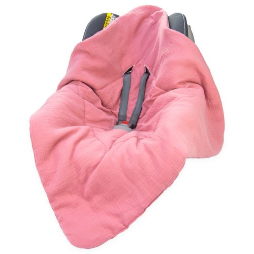 Kocyk do fotelika Muślinowy Premium - Retro pink
