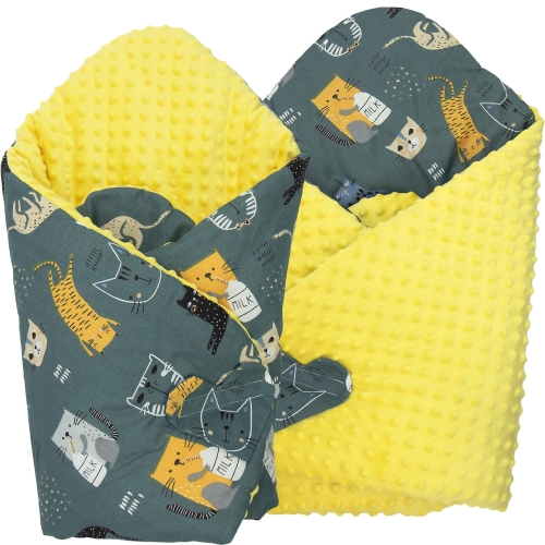 Rożek Minky - Kotki z mlekiem zielone / Minky żółty