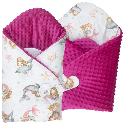 Rożek Minky - Syrenki białe / Minky malinowy