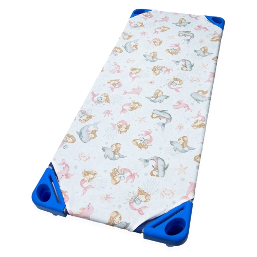Prześcieradło na leżak przedszkolny 140 x 60 - Syrenki białe