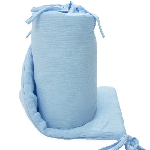 Ochraniacz na łóżeczko muślinowy Premium - Baby blue