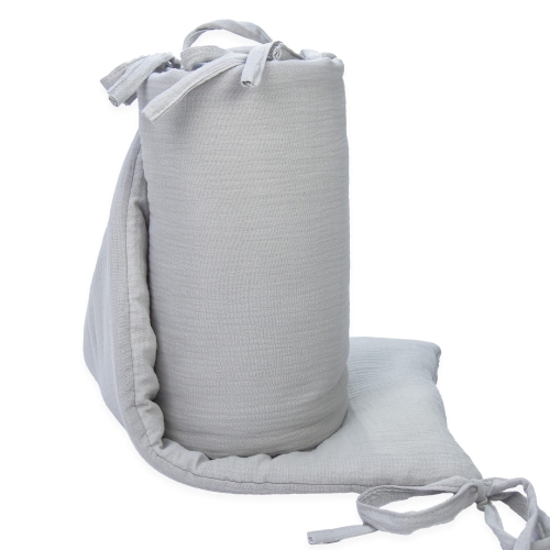 Ochraniacz na łóżeczko muślinowy Premium - Silver