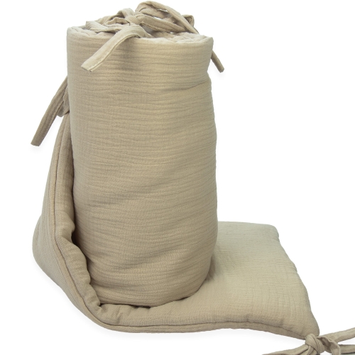 Ochraniacz na łóżeczko muślinowy Premium - Sand