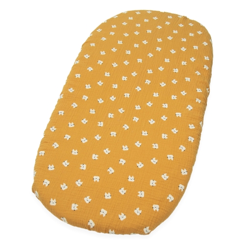 Prześcieradło muślinowe do gondoli Premium - Kotki musztardowe