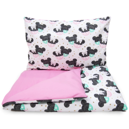 Pościel 140 x 200  - Ciastko myszka / różowy