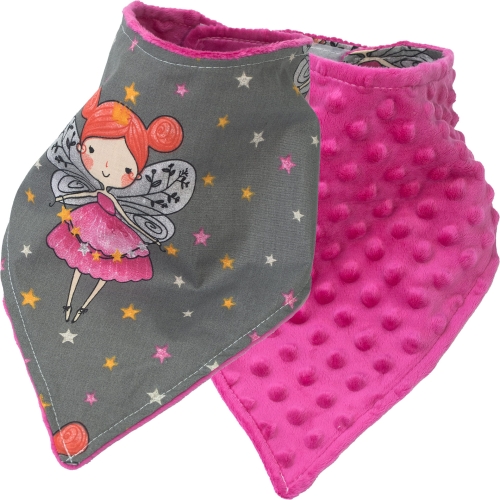 Śliniak / apaszka - Wróżki szare / Minky malinowy