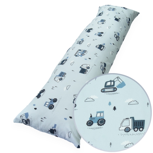 Poszewka na poduszkę wielofunkcyjną 145 x 40 cm - Koparki szare