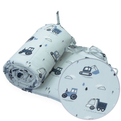 Ochraniacz na łóżeczko - Koparki szare