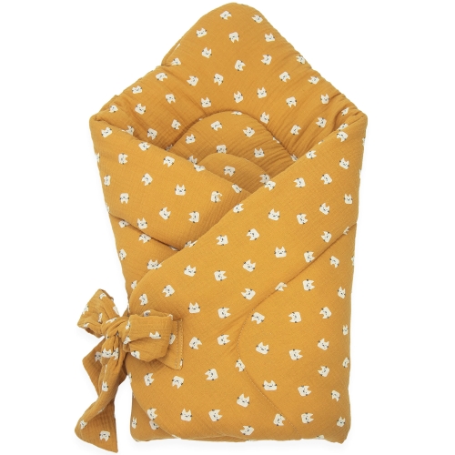 Rożek Muślinowy Premium letni  - Kotki musztardowe