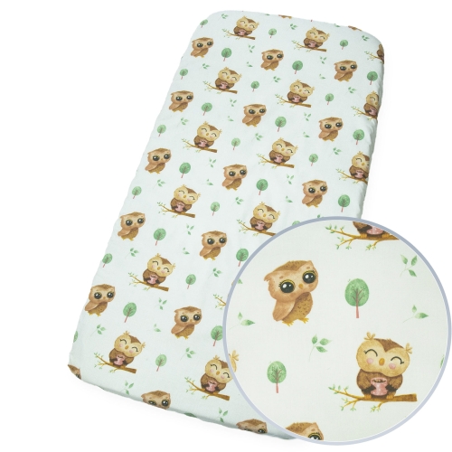 Prześcieradło 120 x 60 - Sowy beżowe