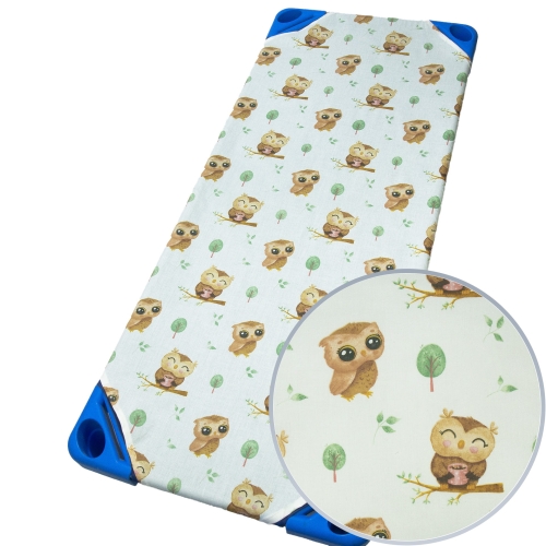 Prześcieradło na leżak przedszkolny 140 x 60 - Sowy bezowe