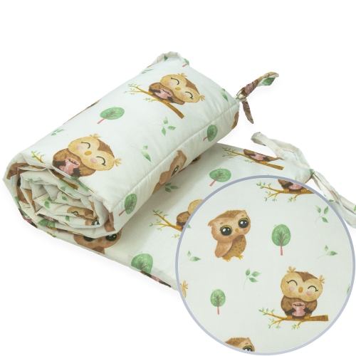 Ochraniacz na łóżeczko - Sowy beżowe