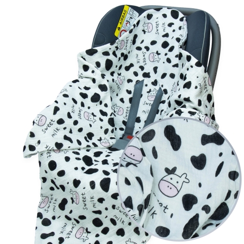 Kocyk do fotelika bez wypełnienia muślin Premium - Sweet Milk