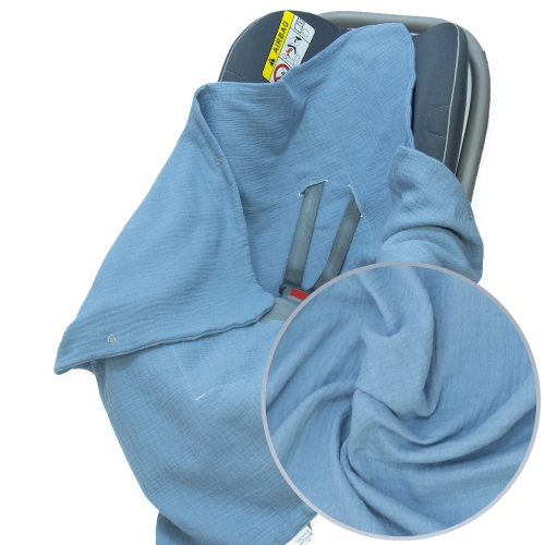 Kocyk do fotelika bez wypełnienia muślin Premium - Jeans