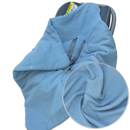 Kocyk do fotelika Muślinowy Premium - Jeans