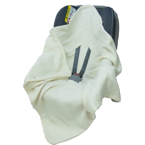 Kocyk do fotelika bez wypełnienia muślin Premium - Ivory